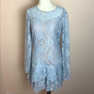 BCBG Blue Lysa Lace Dress